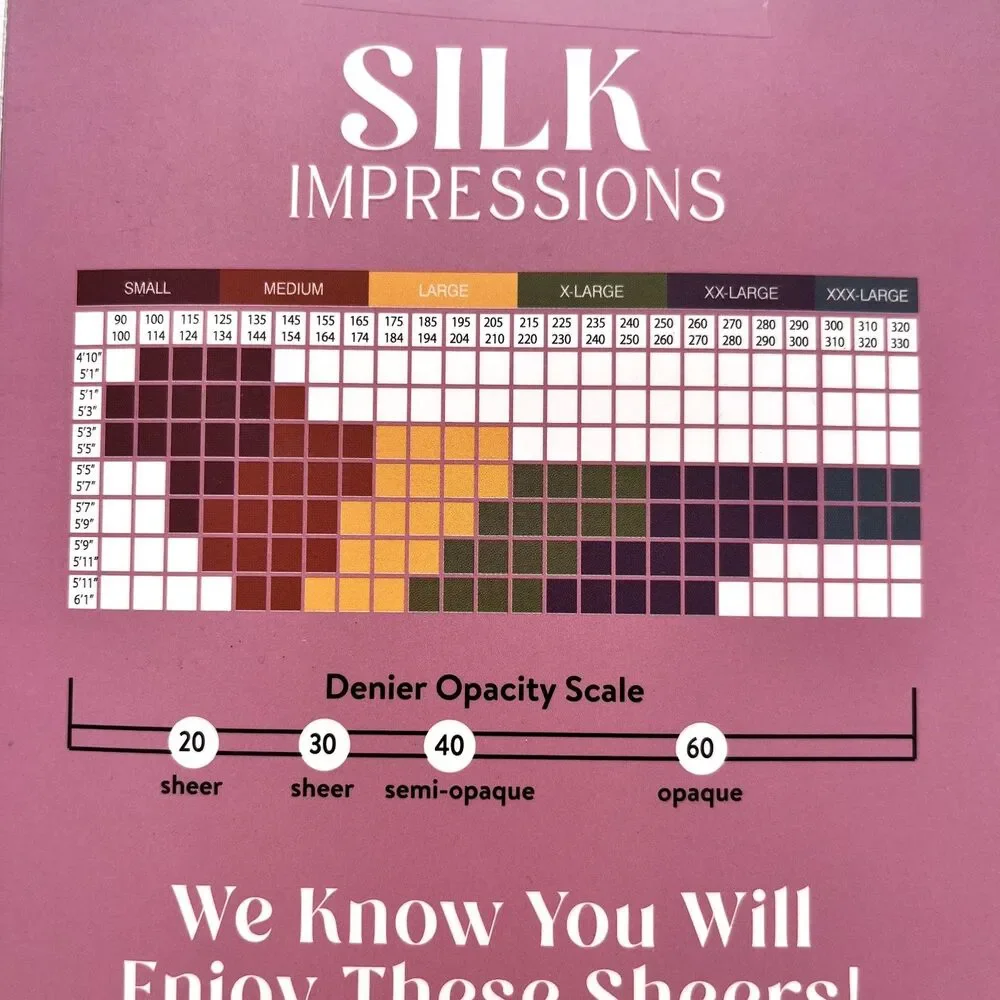 NEW SILK Impressions Beige Sheer Medium Support Pantyhose XXL 30 Denier 2pr
